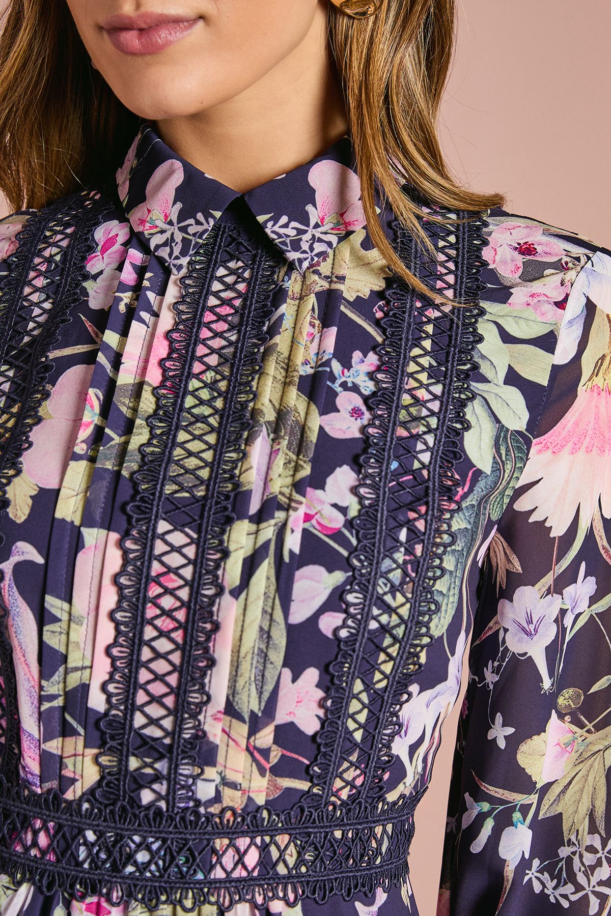 Coast Placement Print Collared Shirt Dress Navy image 5