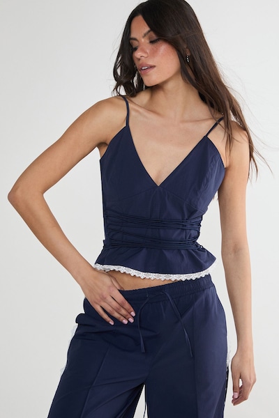 NastyGal Nylon Strappy Top Navy