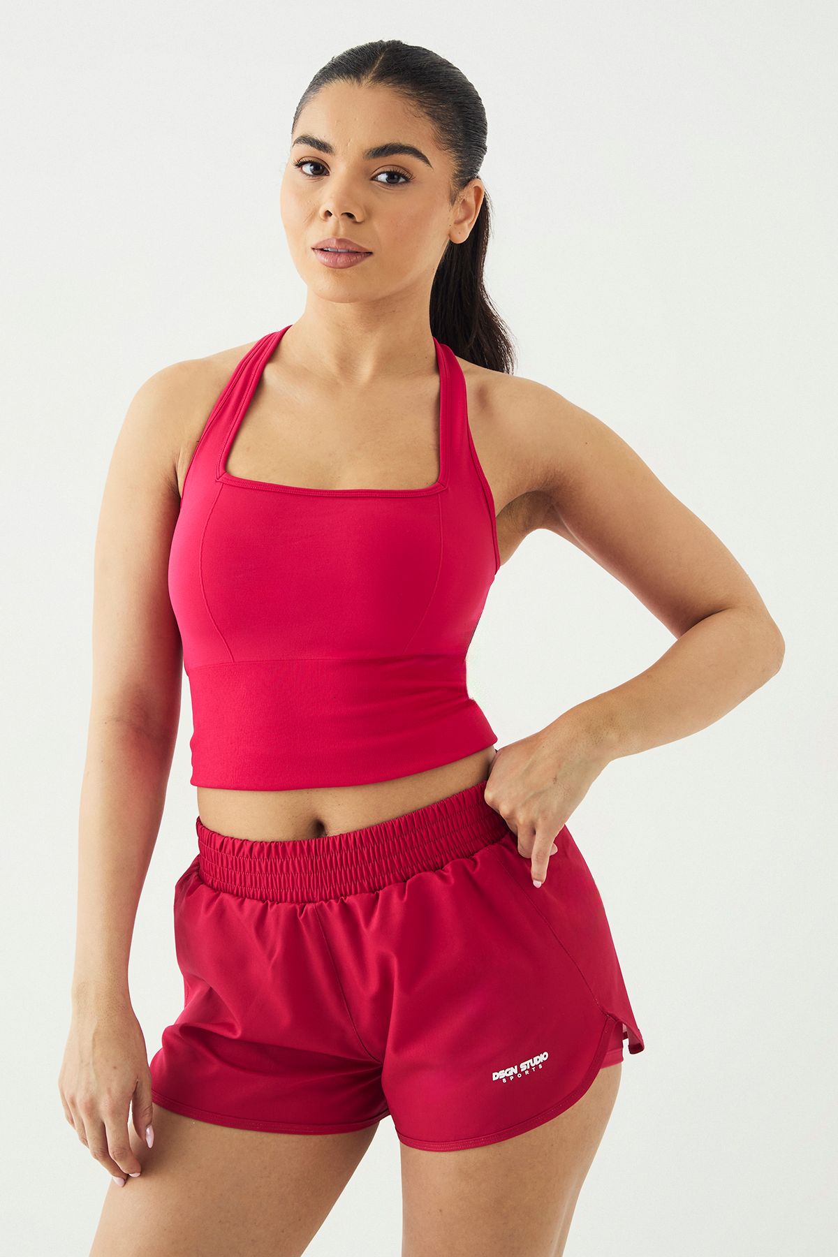 DSGN Studio DSGN Studio Corset Cross Back Sports Top Raspberry