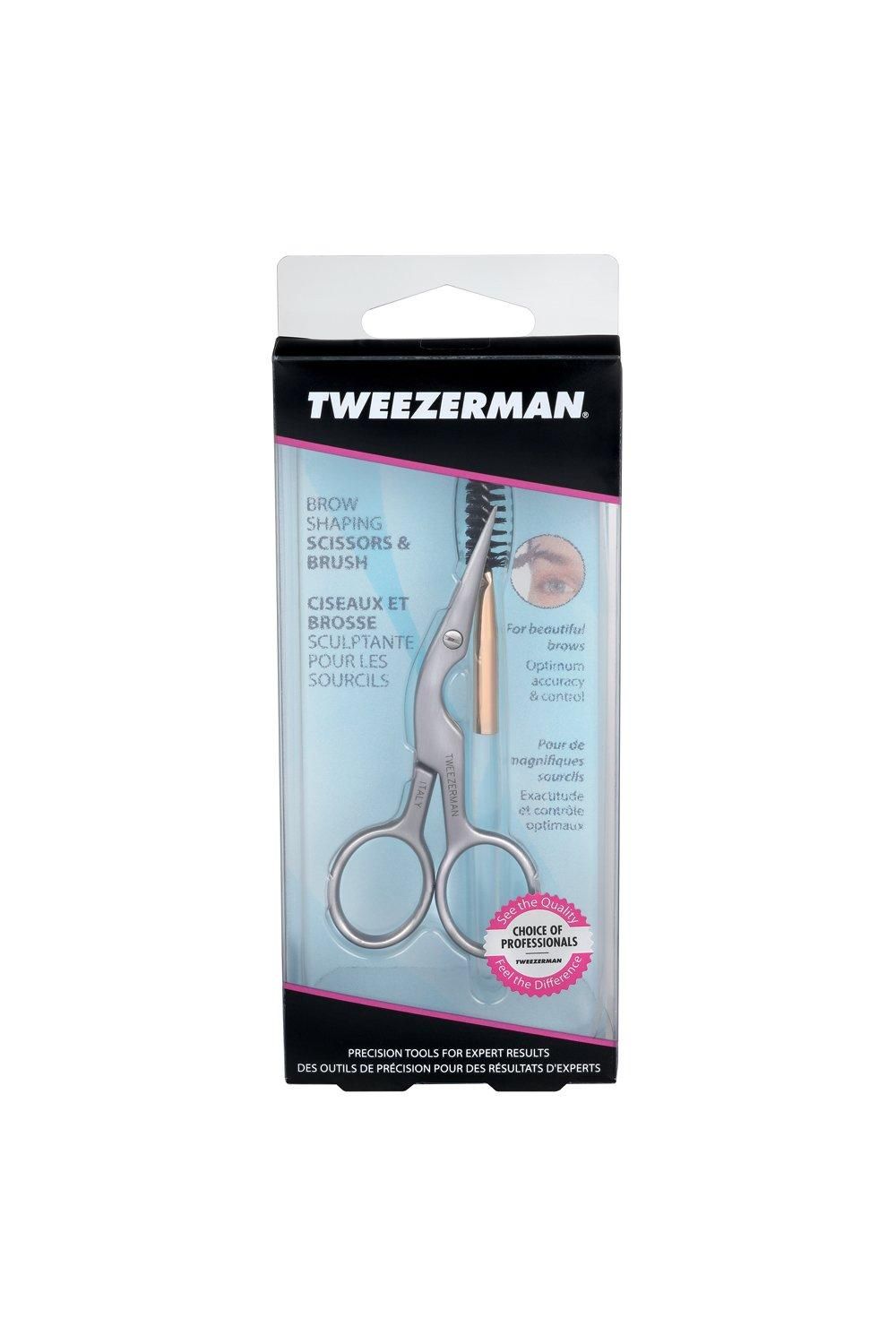 Tweezerman Brow Scissors & Brush Silver image 2