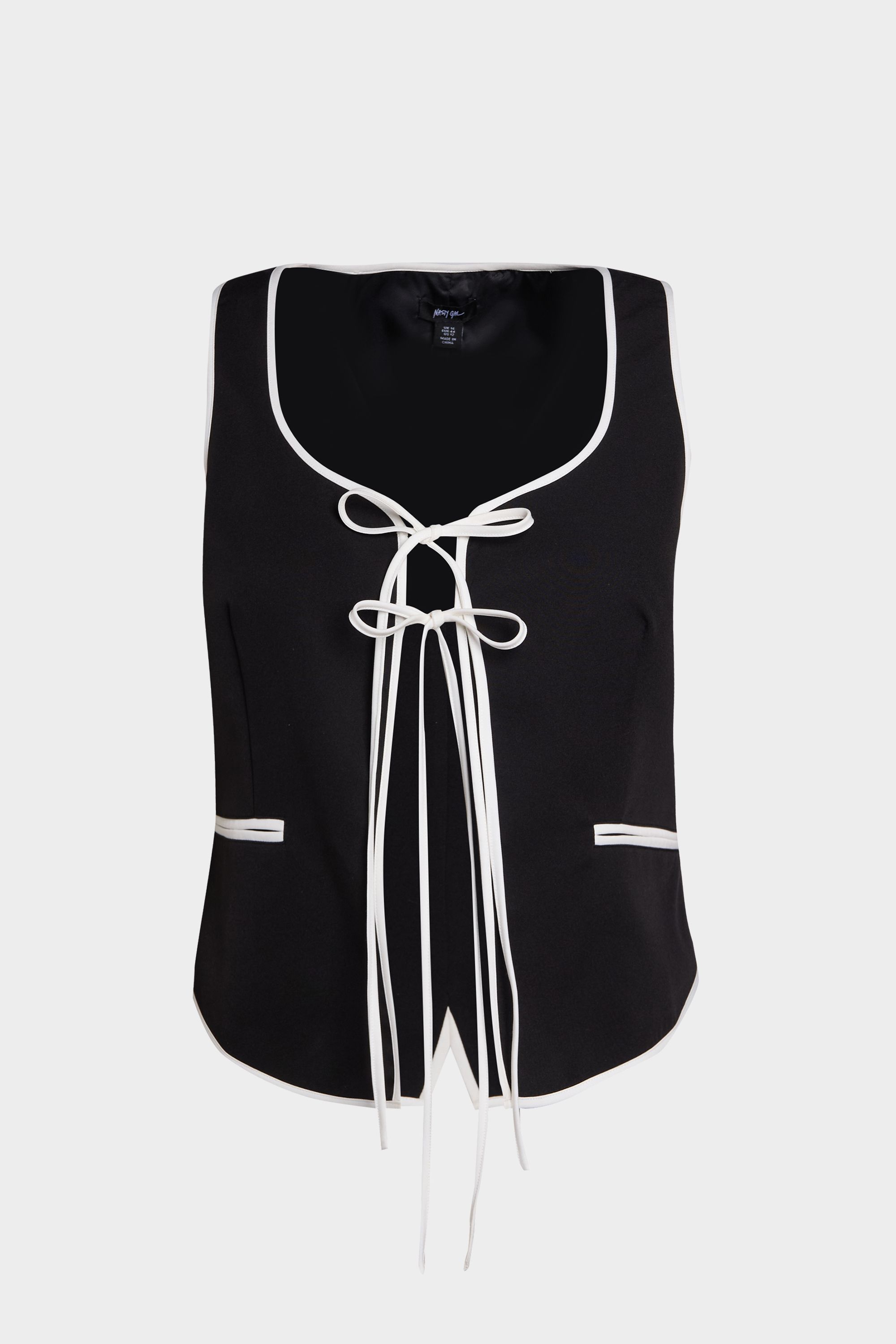 NastyGal Plus Tailored Contrast Piped Vest Mono image 1