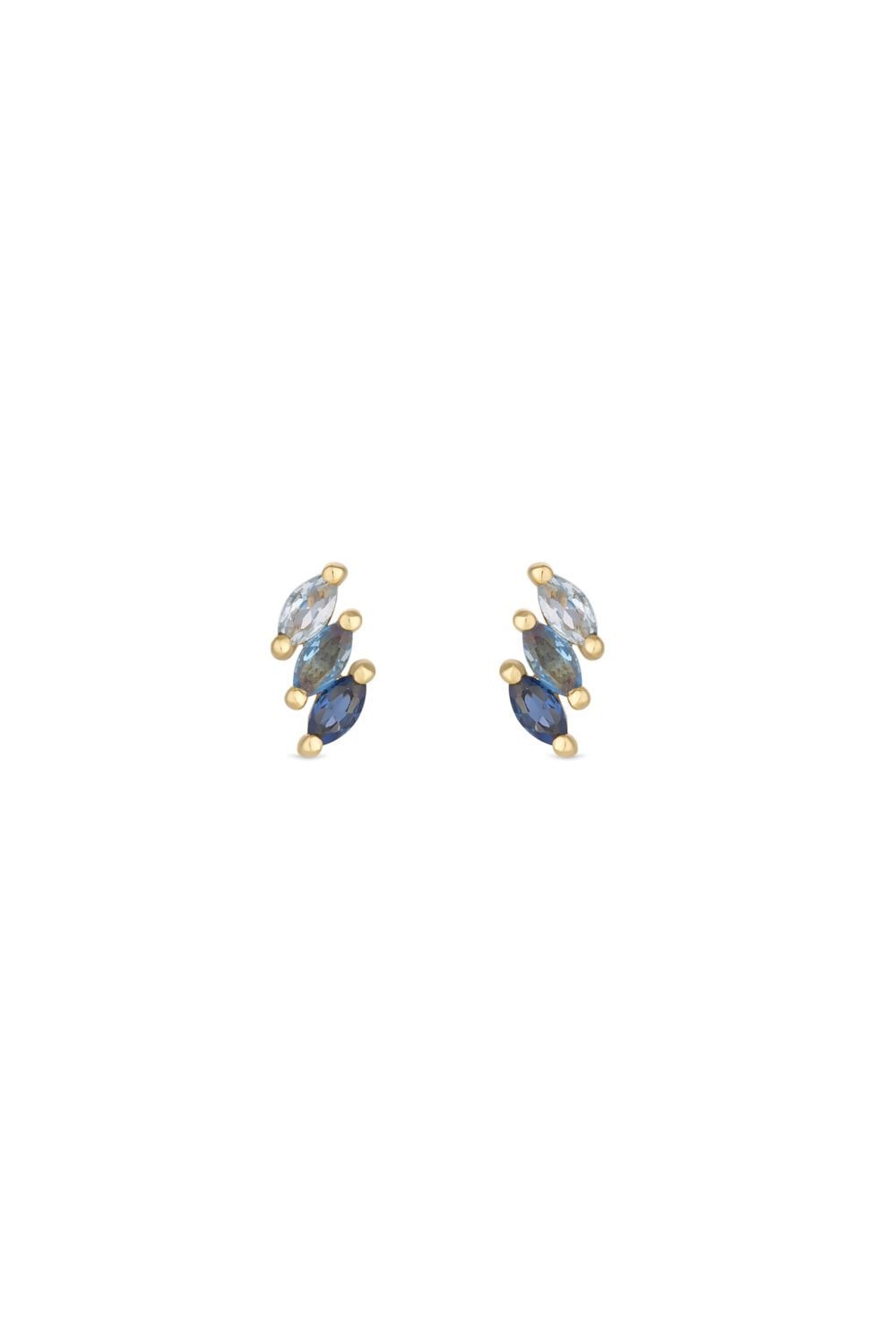Inicio 14K Real Gold Plated Recycled Ombre Blue Stud Earrings - Gift Pouch image 1