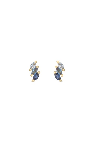 Inicio 14K Real Gold Plated Recycled Ombre Blue Stud Earrings - Gift Pouch