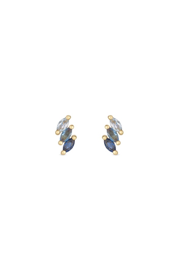 Inicio 14K Real Gold Plated Recycled Ombre Blue Stud Earrings - Gift Pouch