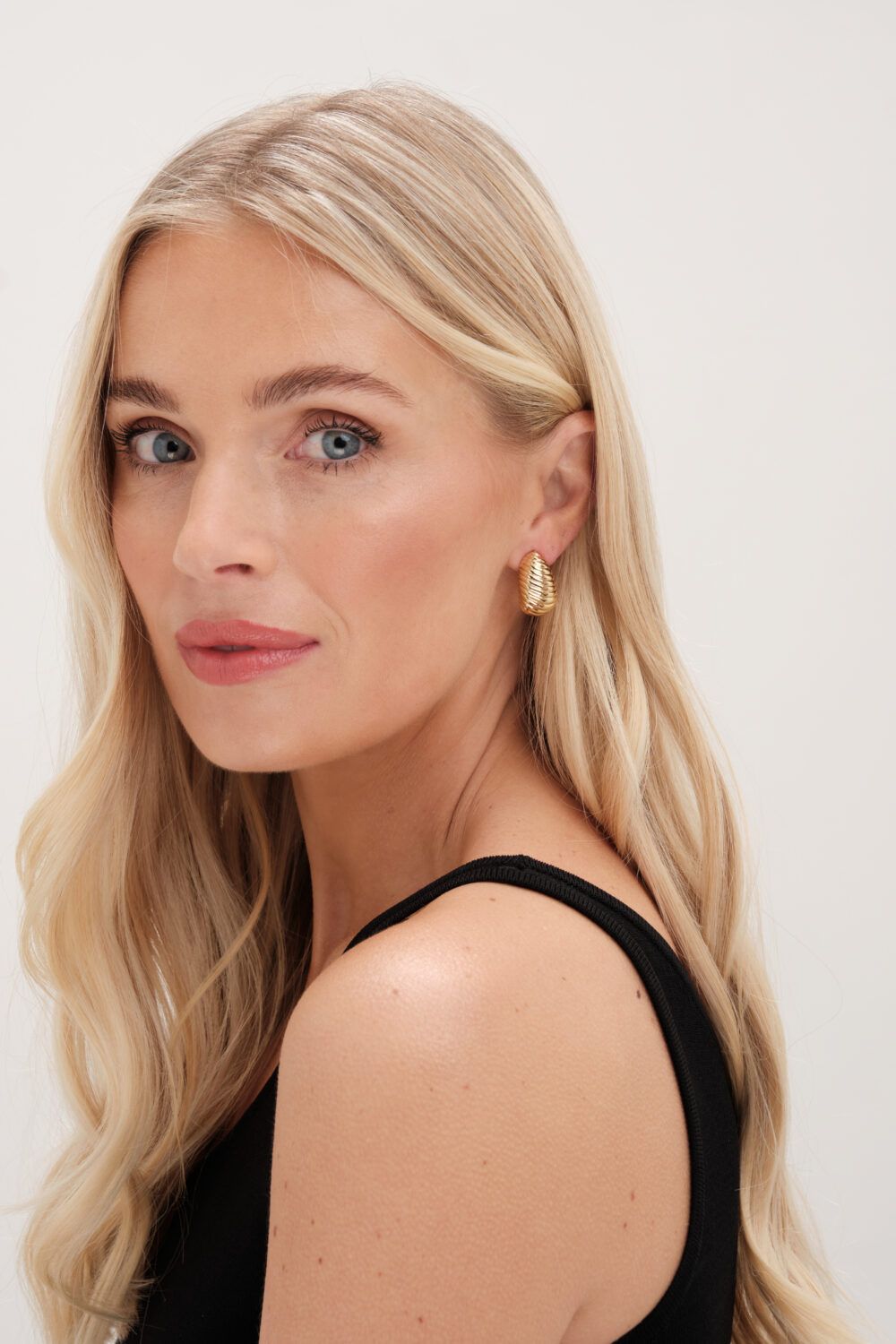 Jon Richard Gold Plated Ridge Dome Hoops image 2