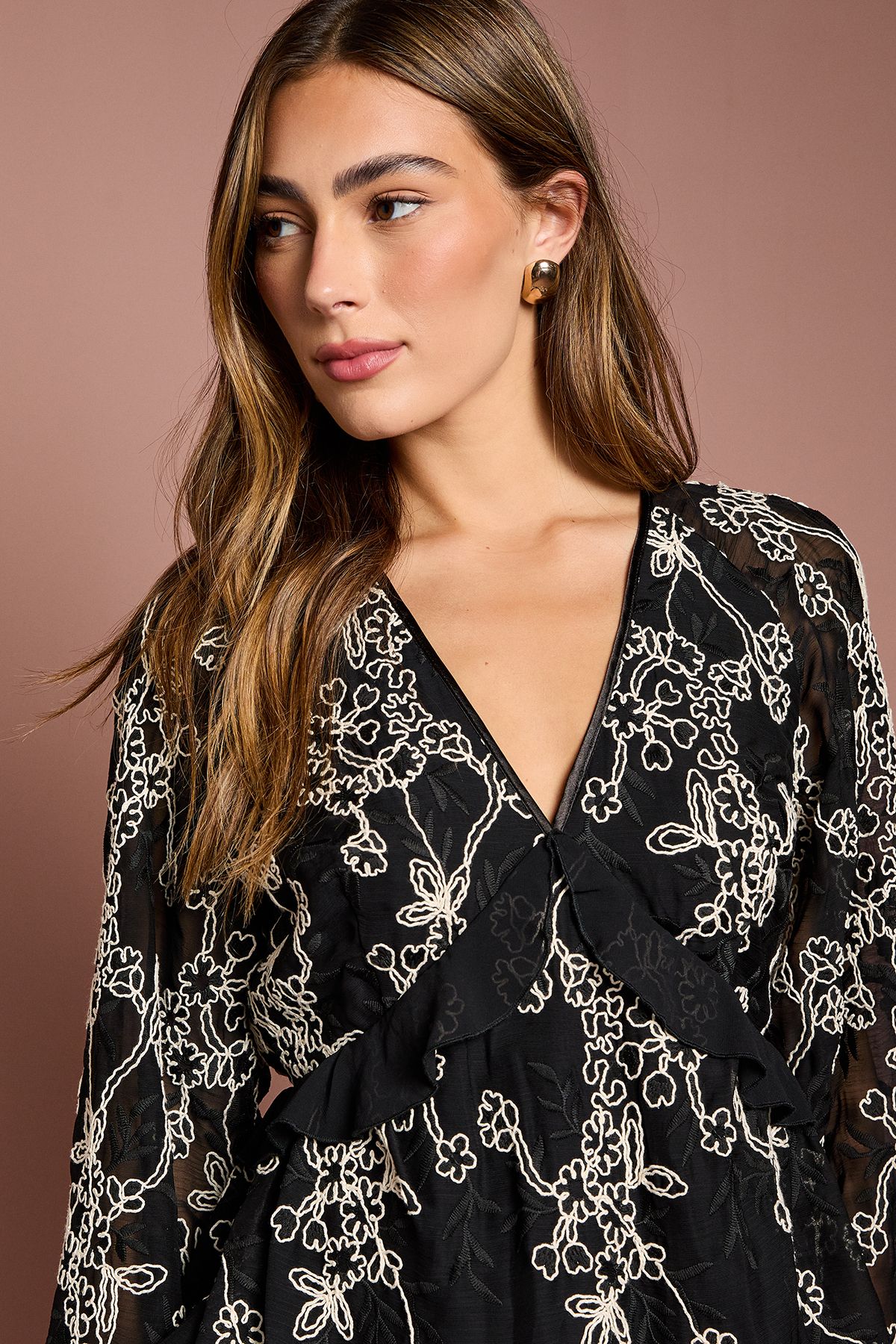 Coast Embroidered Frill Blouse Mono image 3