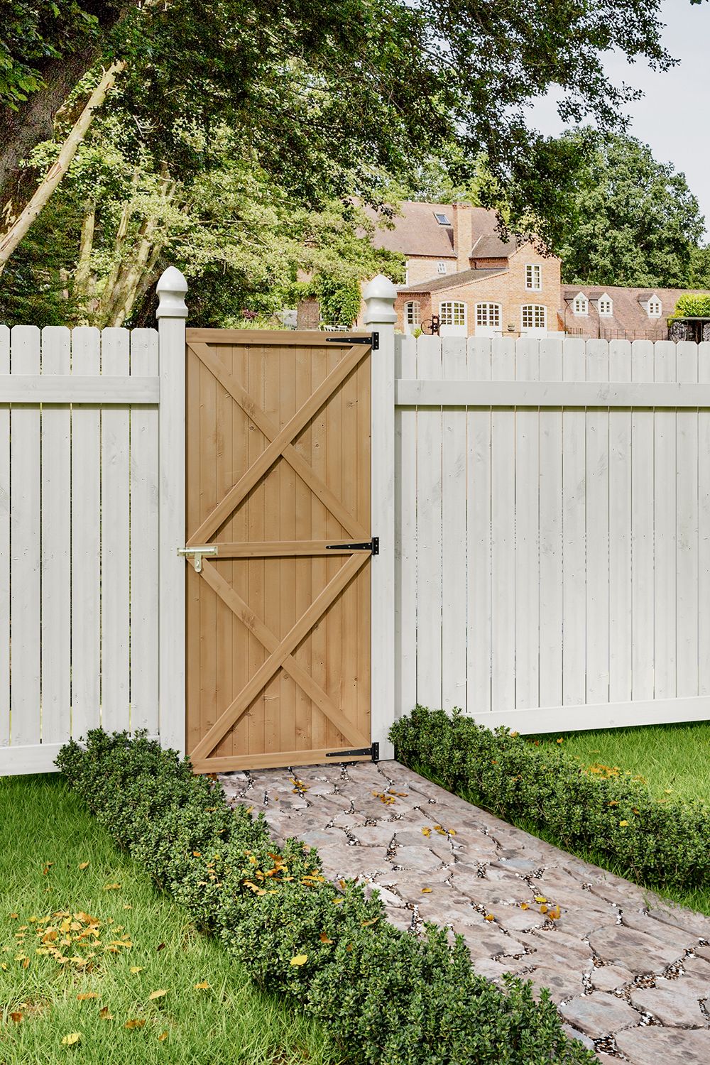 Living and Home 183x79cm Garden Pine Wood Flat Top Gate with 1pcs Latch & 3pcs 8 inch T-shaped Hinges image 3