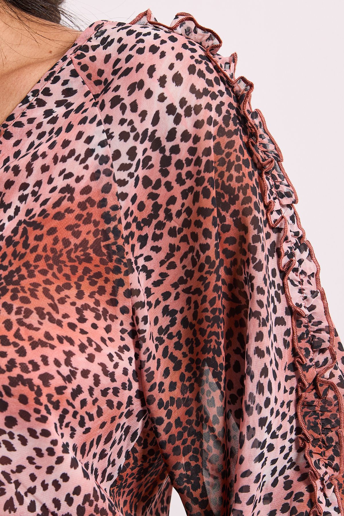 Dorothy Perkins Animal Wrap Detail Shirred Hem Top Animal image 5