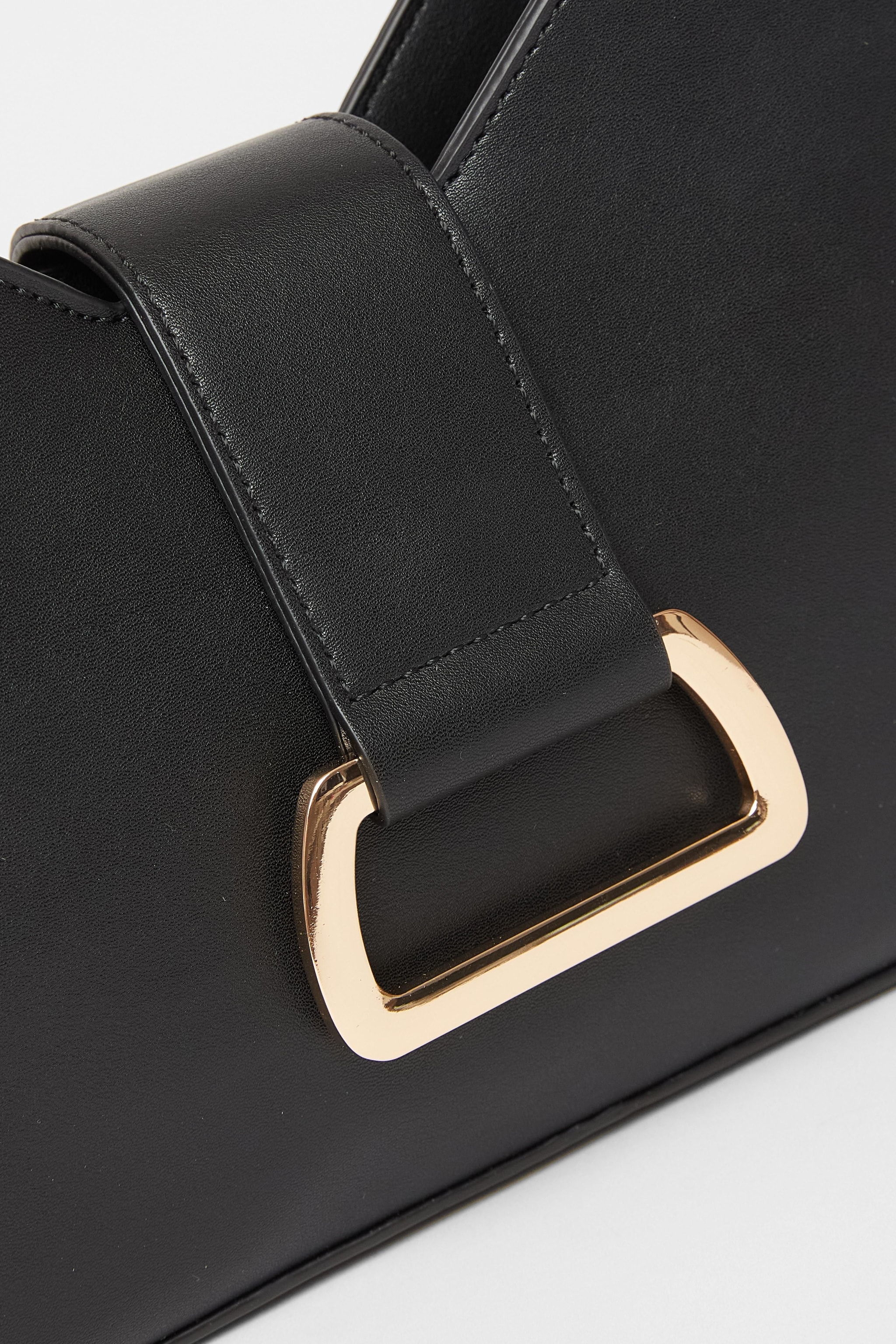 Quiz Black Faux Leather Buckle Shoulder Bag image 5