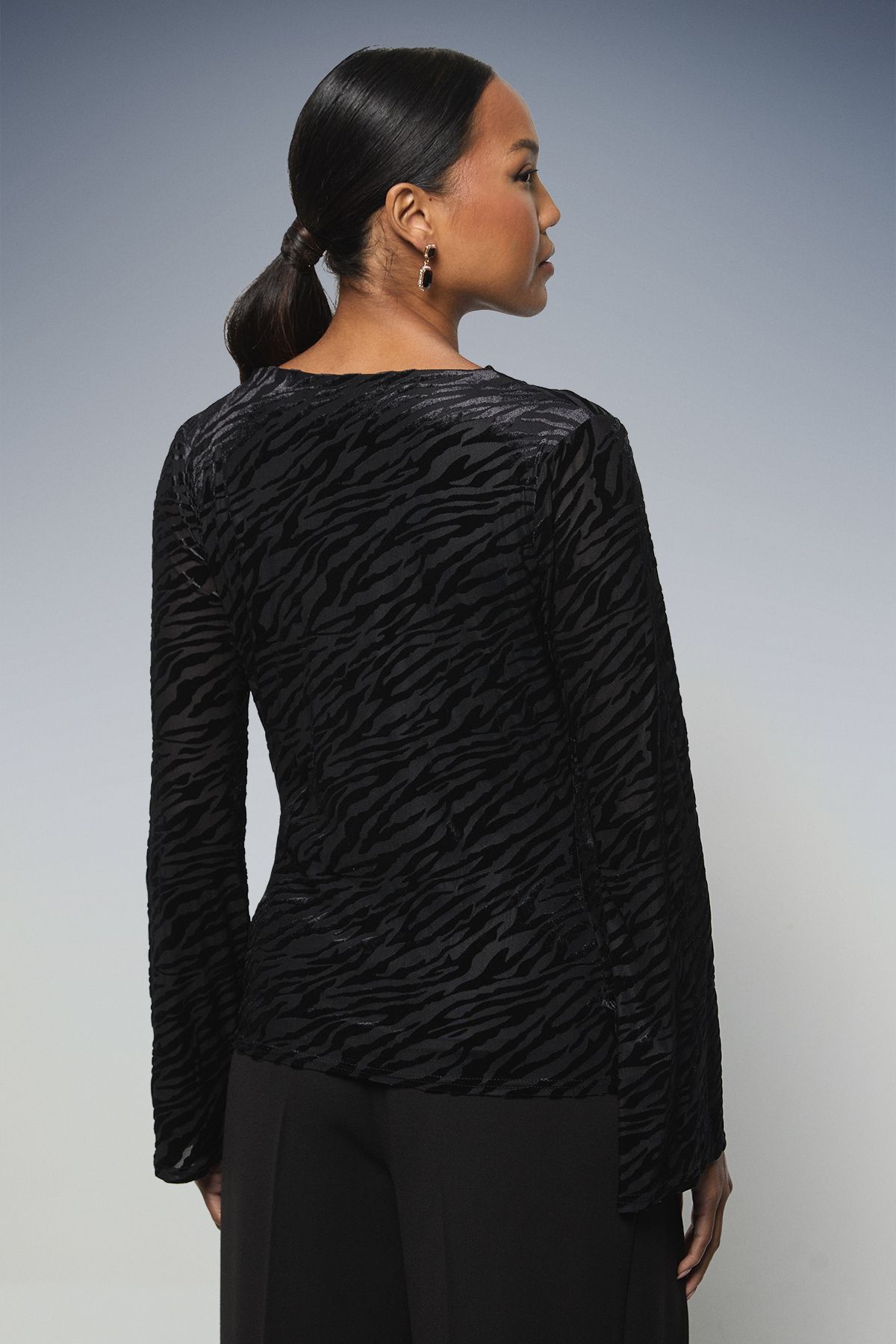 Principles Fluted Sleeve Cowl Neck Top Black image 3