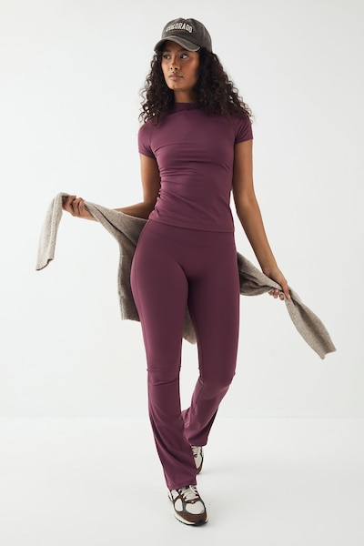DSGN Studio DSGN Studio Petite High Waist Ultra Sculpt Yoga Flared Legging Plum