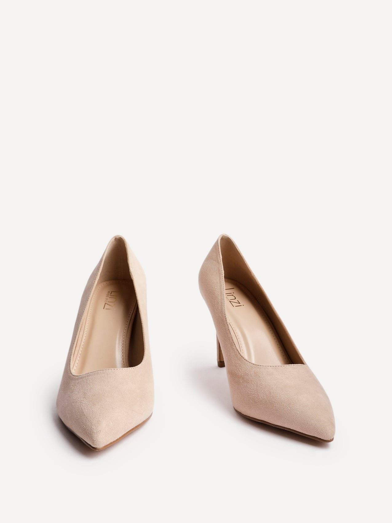 Linzi Martina Wide Fit Nude Faux Suede Classic Court Heel image 3