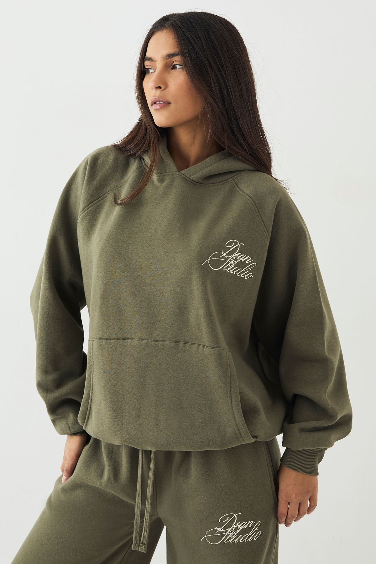 DSGN Studio DSGN Studio Script Oversized Hoodie Olive image 1