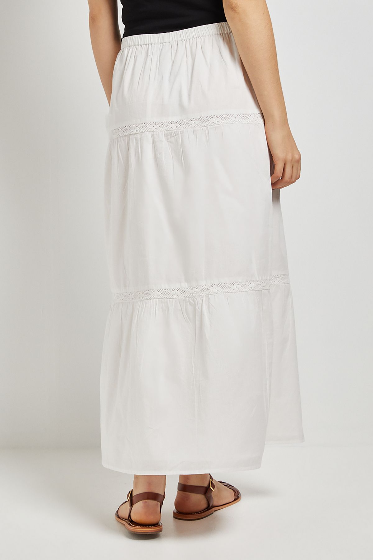 Dorothy Perkins Lace Insert Cotton Midi Skirt White image 3