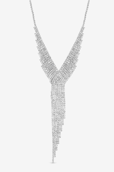 Jon Richard Silver Plated and Crystal Statement Drop Necklace