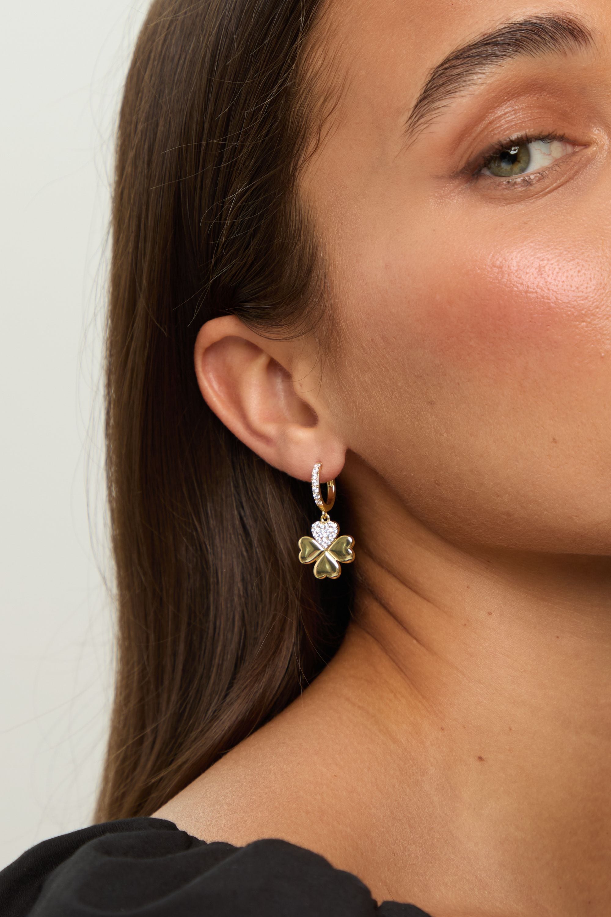 Mood Gold Plated Clover Earrings Gift Boxed image 3