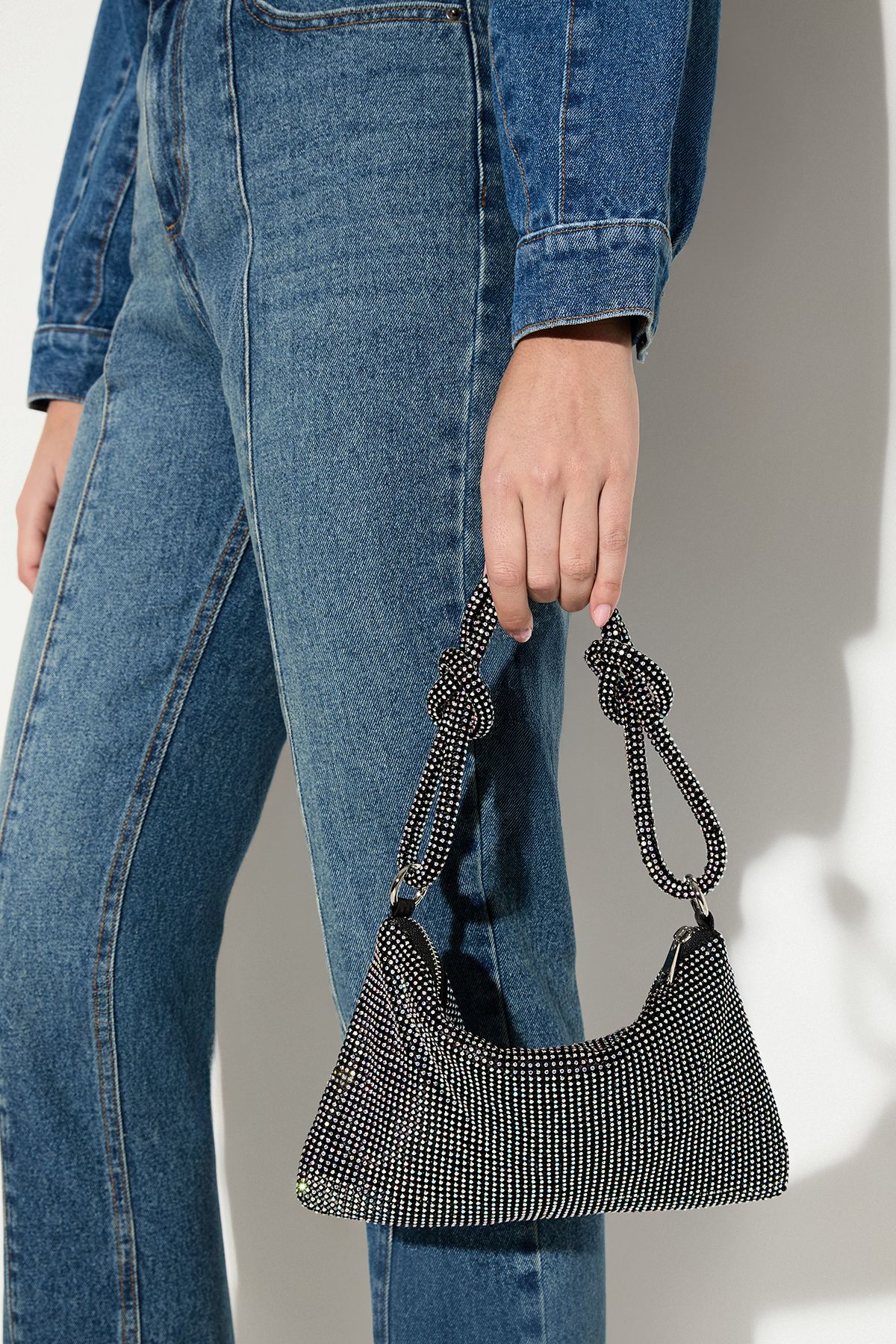 MissPap Chainmail Knot Detail Shoulder Bag Black image 2