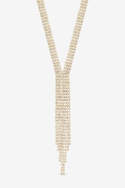 Mood Gold Crystal Multi Row Y Statement Necklace