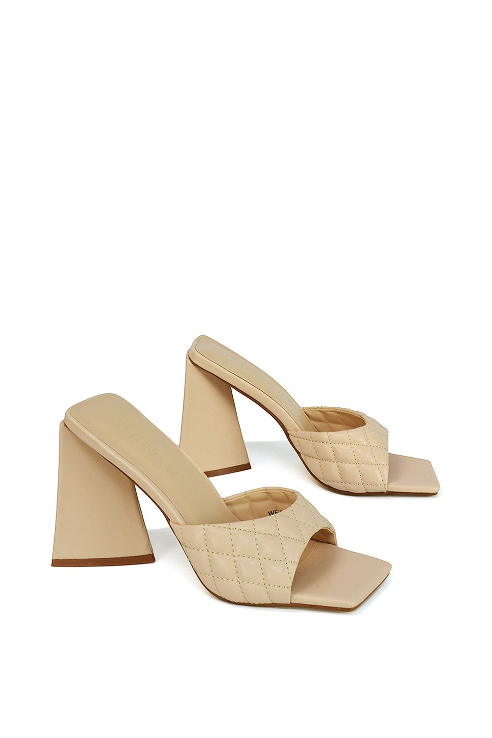 XY London 'Maylin' Quilted Square Toe Sculptured Flared High Heels image 4