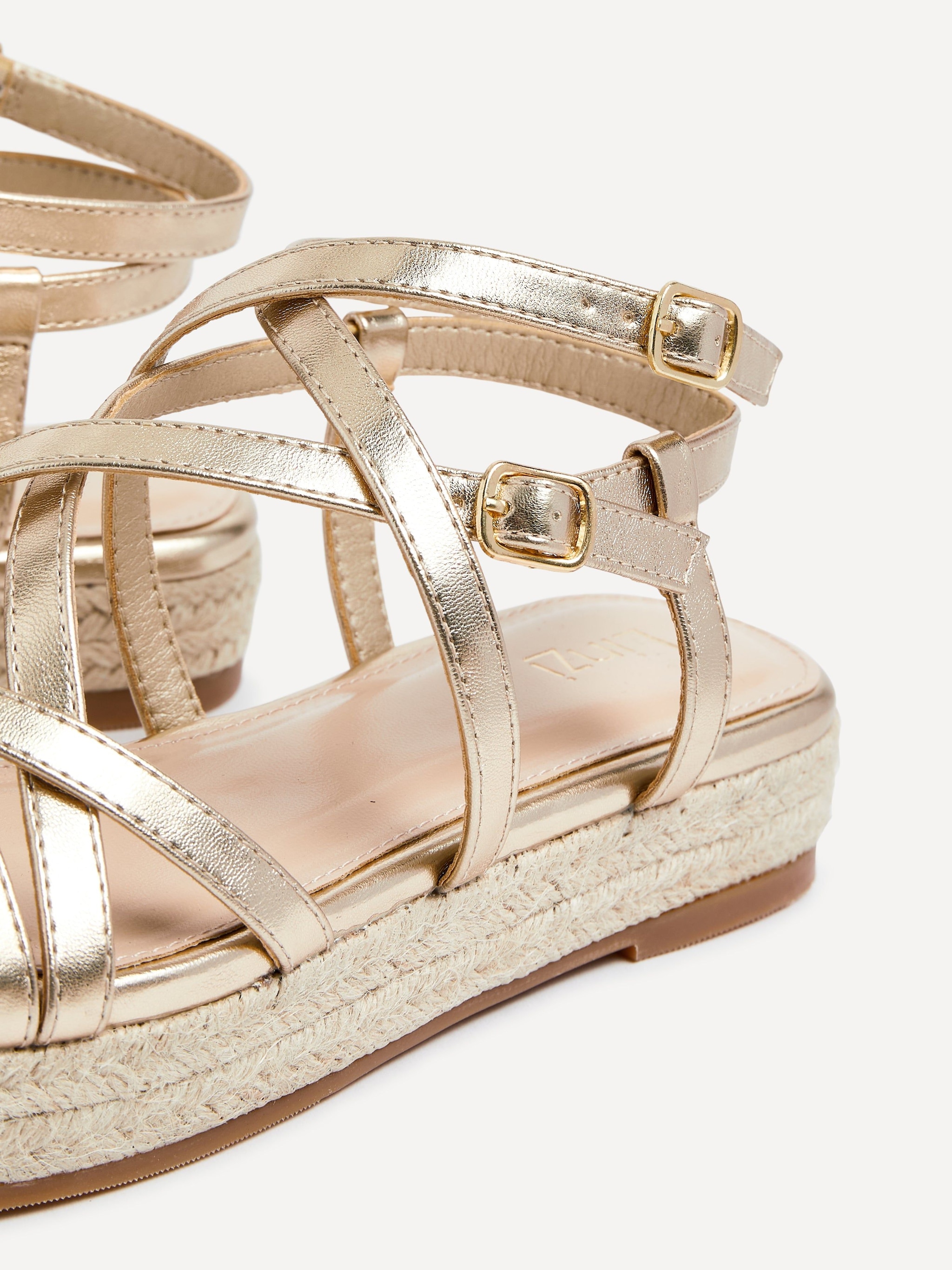 Linzi Dezi Gold Strappy Flatform Sandals image 5