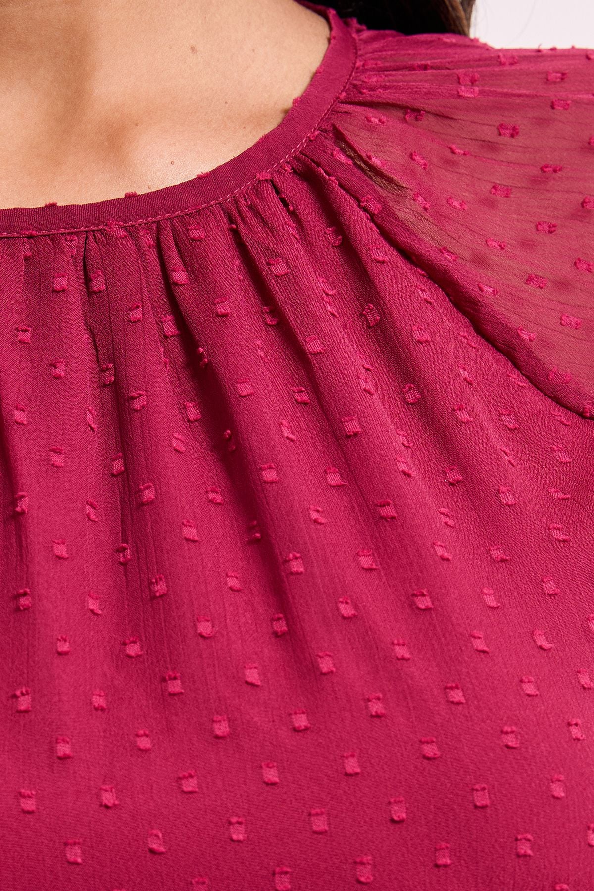 Dorothy Perkins Burgundy Floral Frill Detail Blouson Sleeve Mini Dress Burgundy image 5