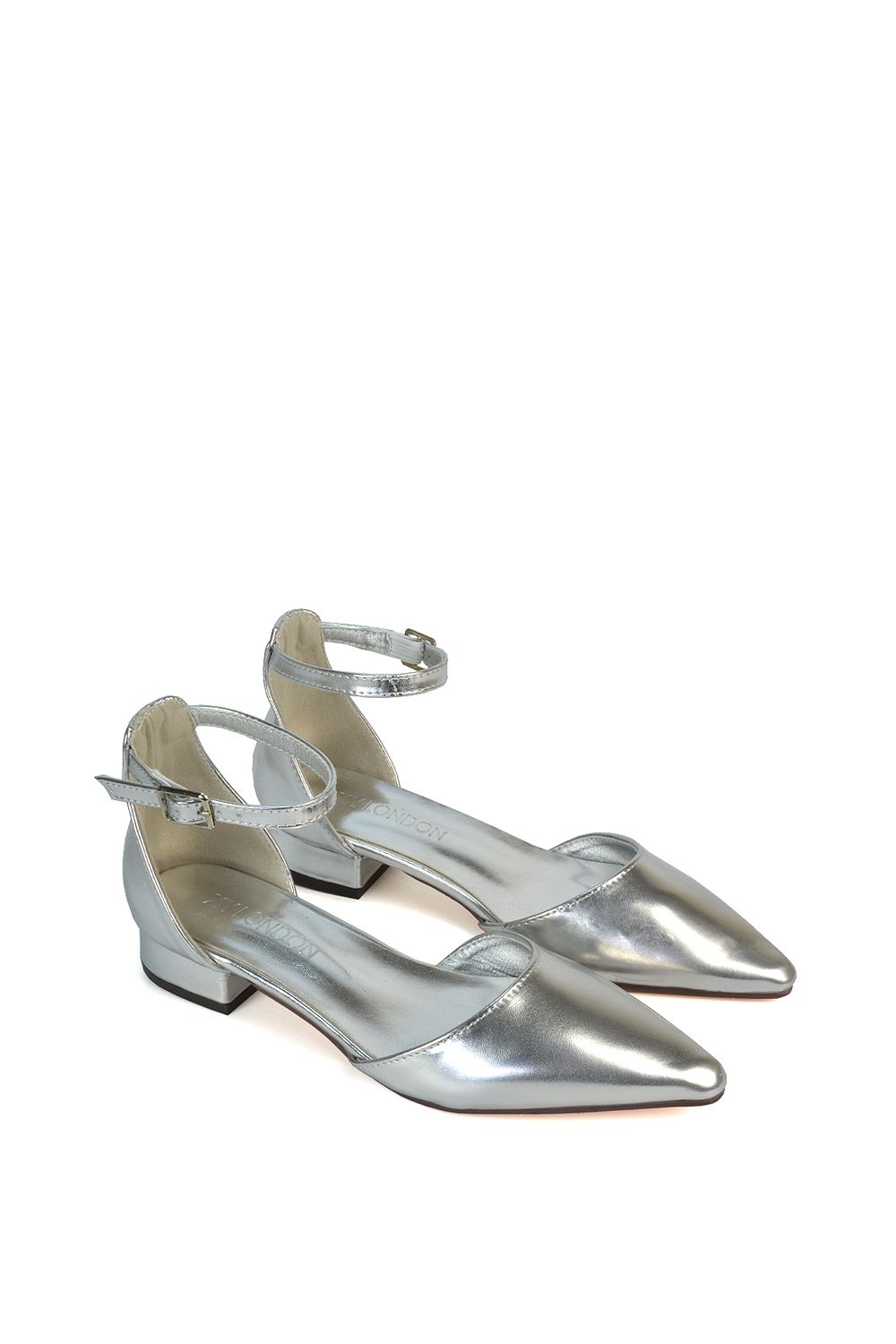 XY London 'Jenny' Low Heel Flat Pointed Toe Ankle Strap Court Shoes image 5