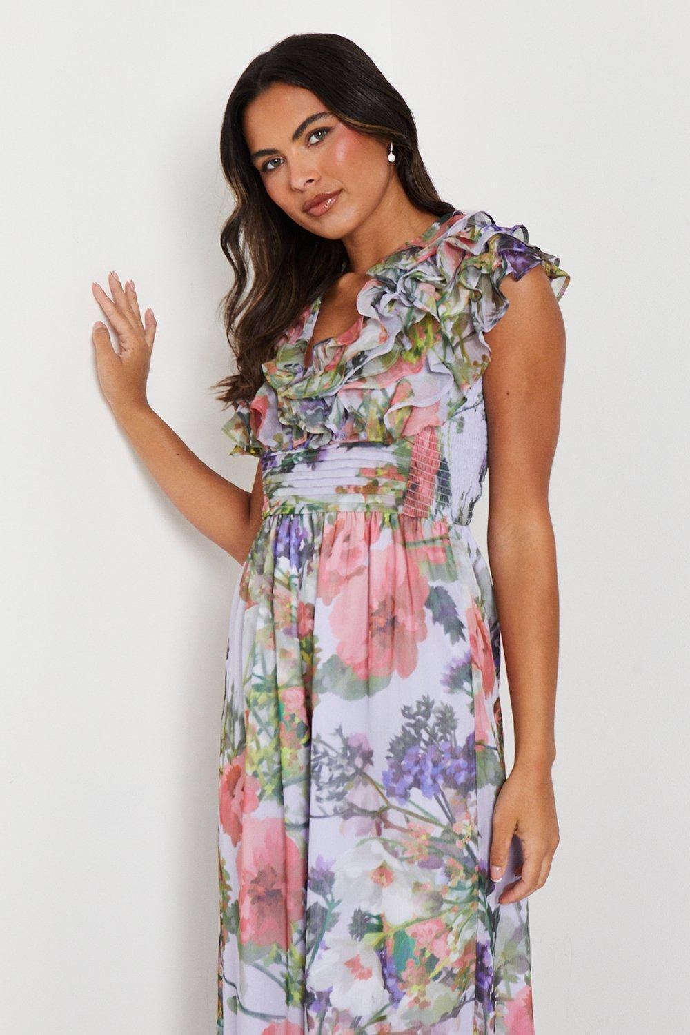 Coast Ruffle Shoulder Pleated Waist Jumpsuit Multi image 4