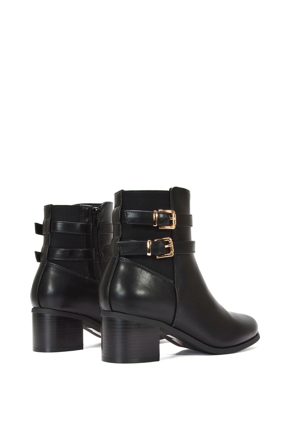 XY London 'Tabitha' Mid Block Heel Chelsea Boots With Buckles image 4