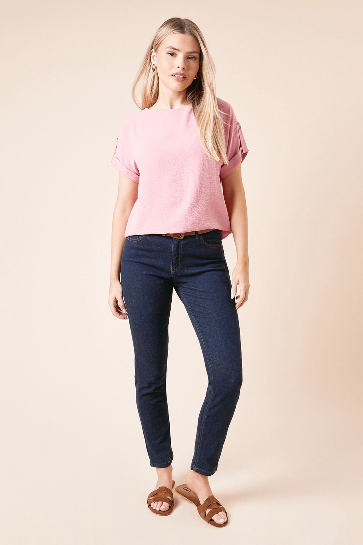 Dorothy Perkins Roll Sleeve Blouse Pink image 2