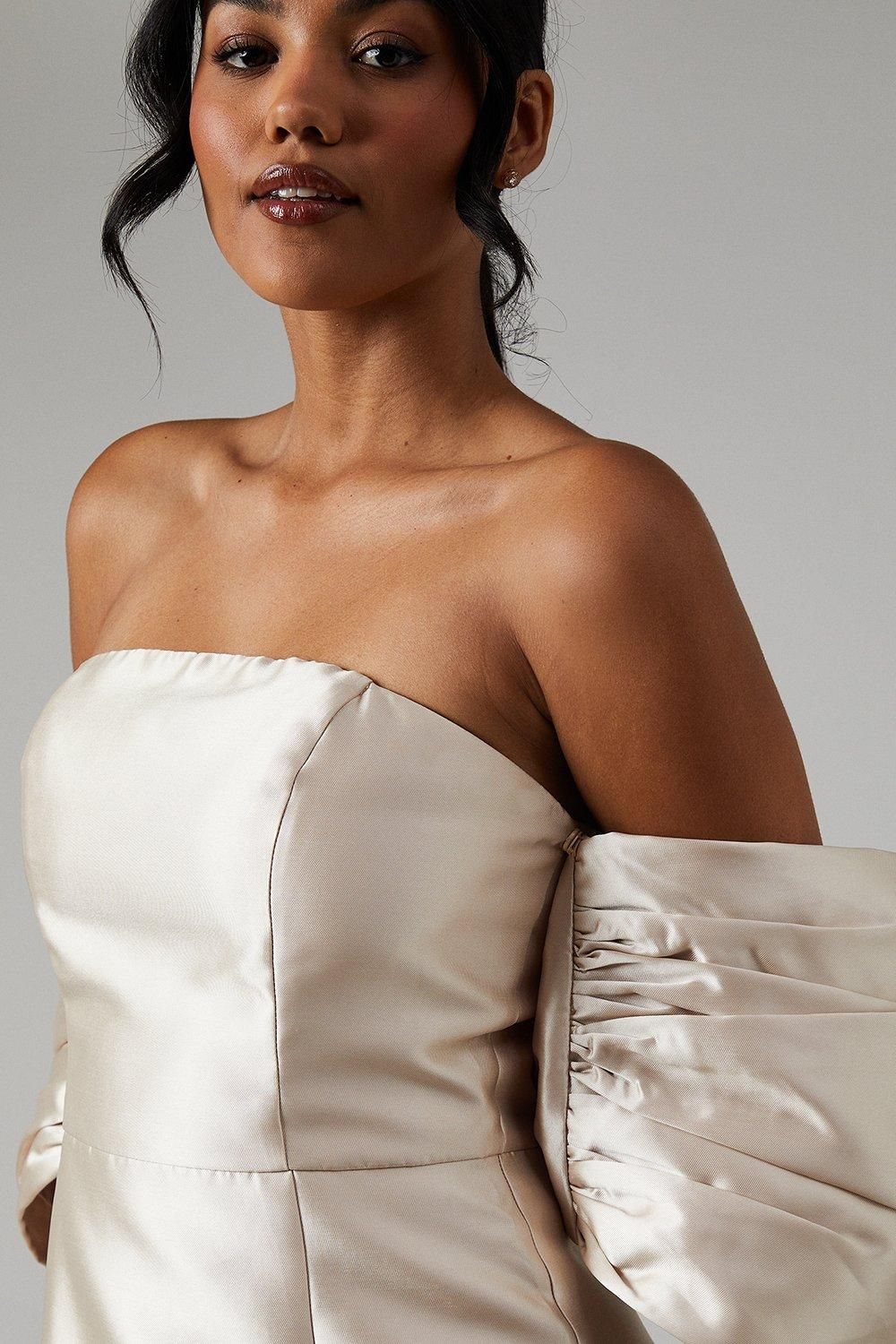 Coast Detachable Shrug Twill Bridesmaid Dress Champagne image 2