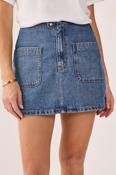 NastyGal Pocket Front Denim Mini Skirt Authentic Midwash