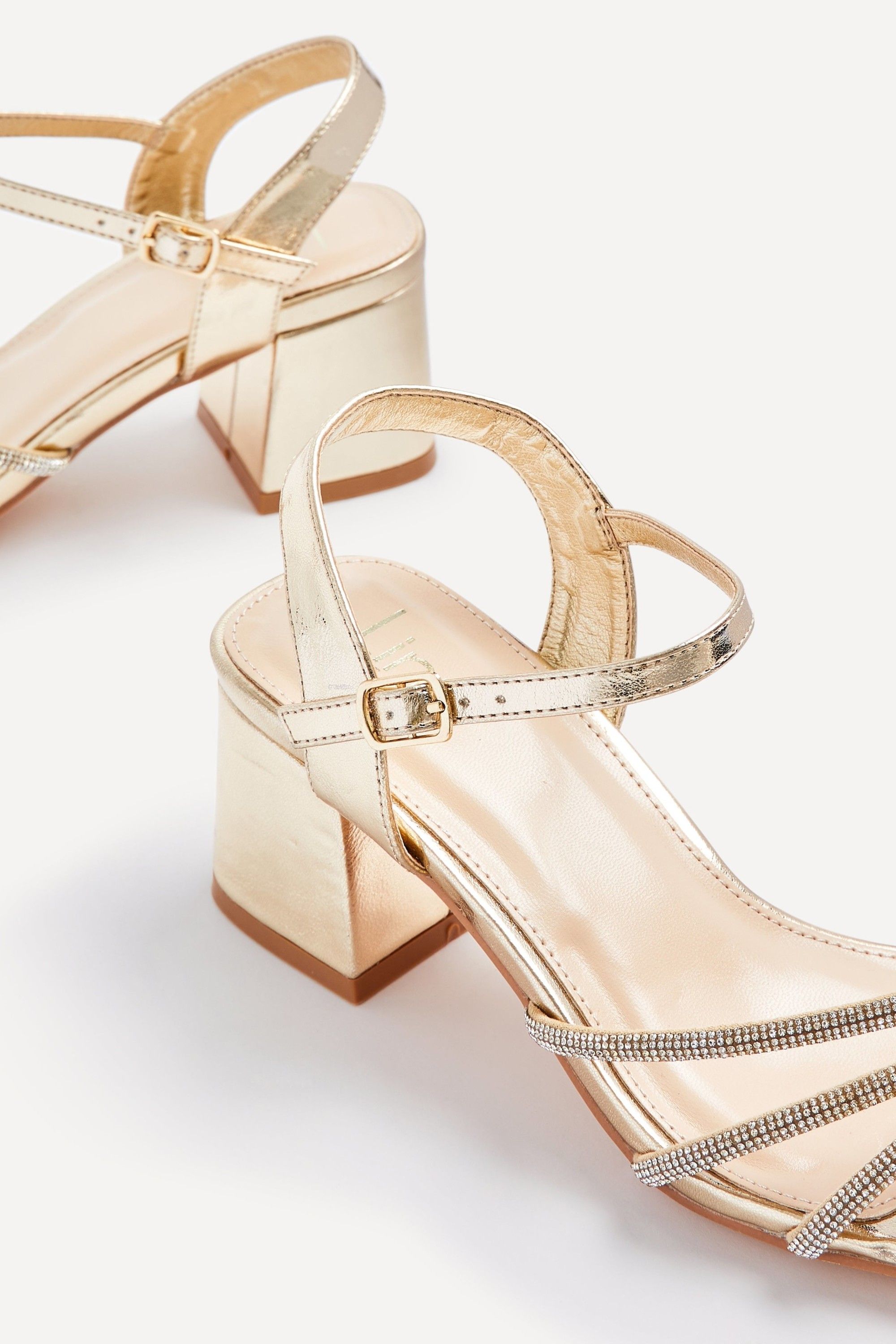 Linzi Mariah Wide Fit Gold Faux Leather Open Back Heel image 5