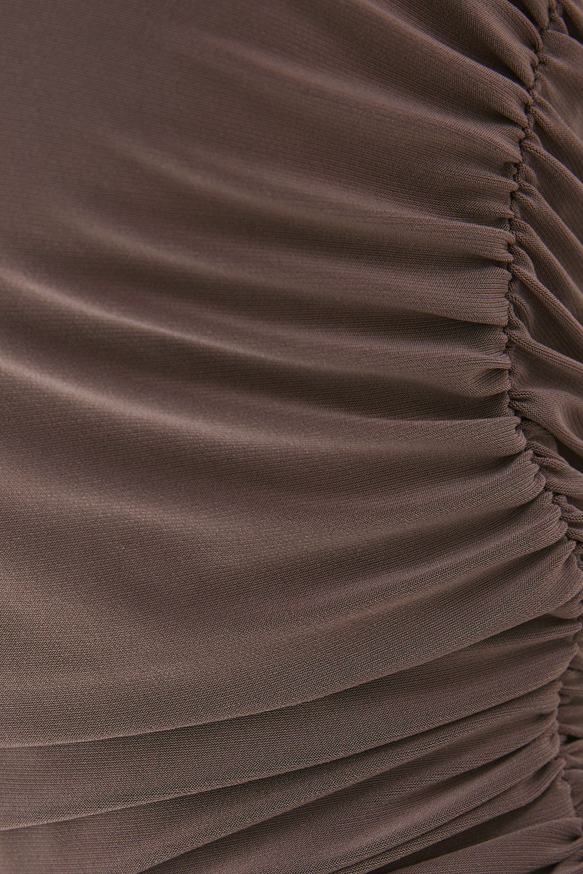 MissPap Square Hater Neck Ruched Top Mocha image 5