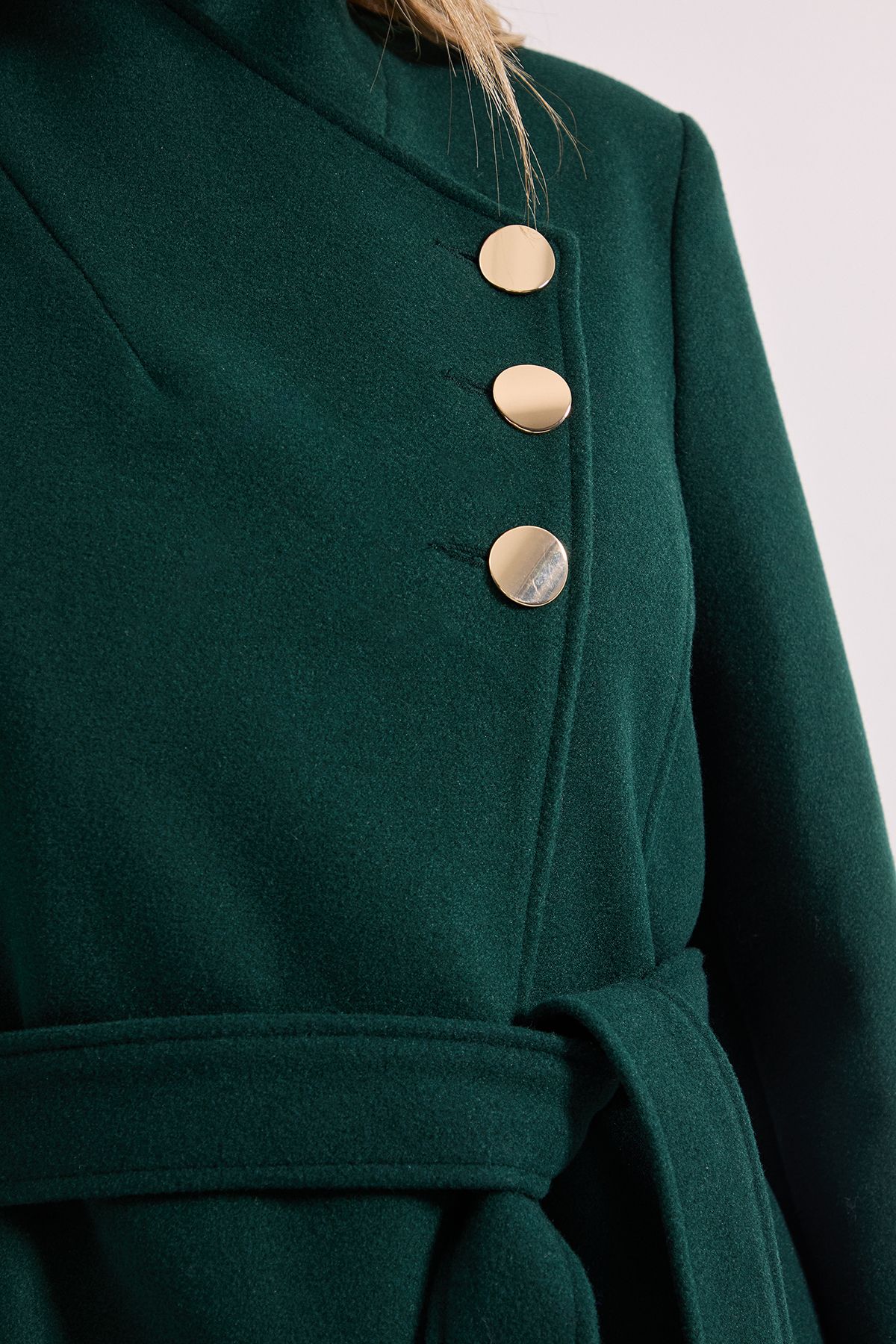 Dorothy Perkins Funnel Neck Belted Coat Green image 5