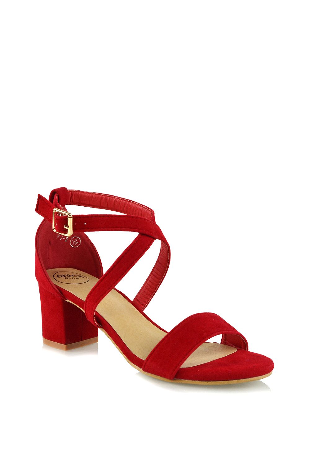 XY London 'Jordyn' Cross Over Buckle Strap Chunky Low Block Heels image 2