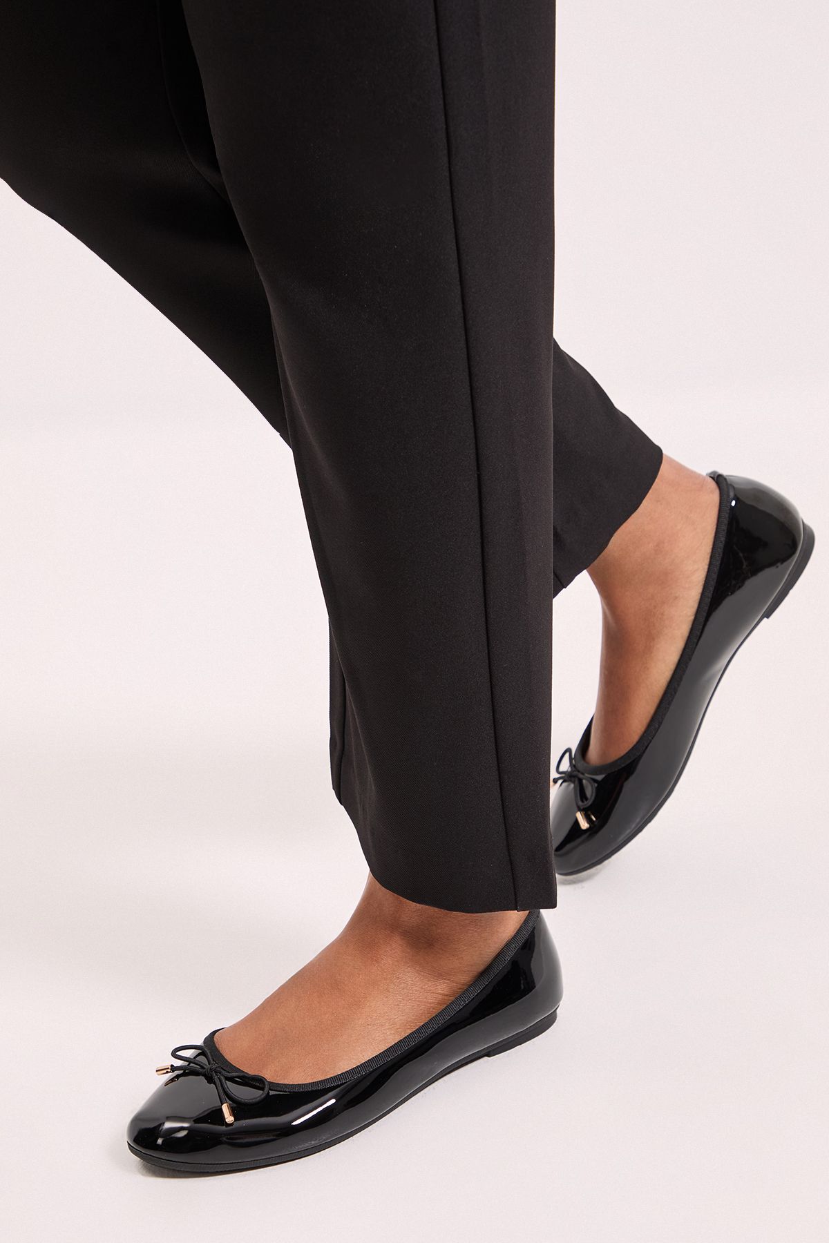 Dorothy Perkins Penny Faux Patent Leather Comfort Ballerinas True Black