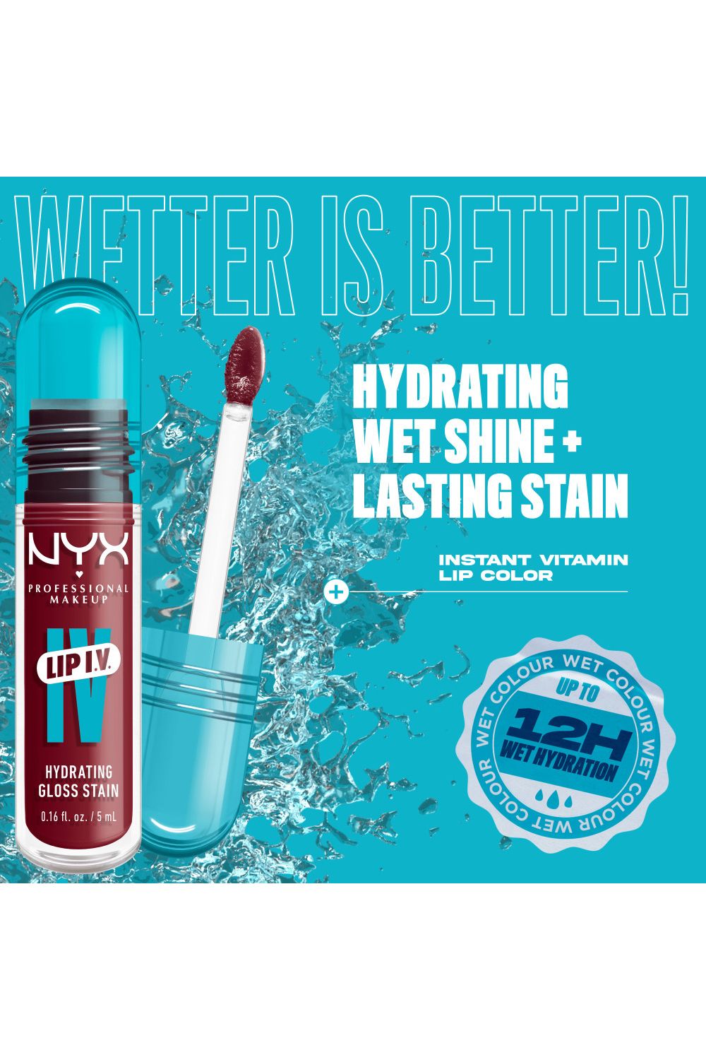 NYX Professional Makeup Lip IV Hydrating Gloss Stain, Lip Gloss 5ml Blush Rush image 5