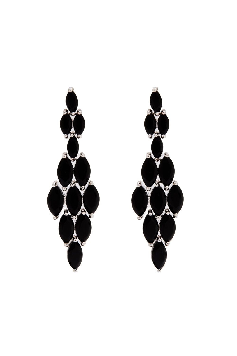 Jon Richard Rhodium Plated Black Cubic Zirconia Statement Earrings image 1