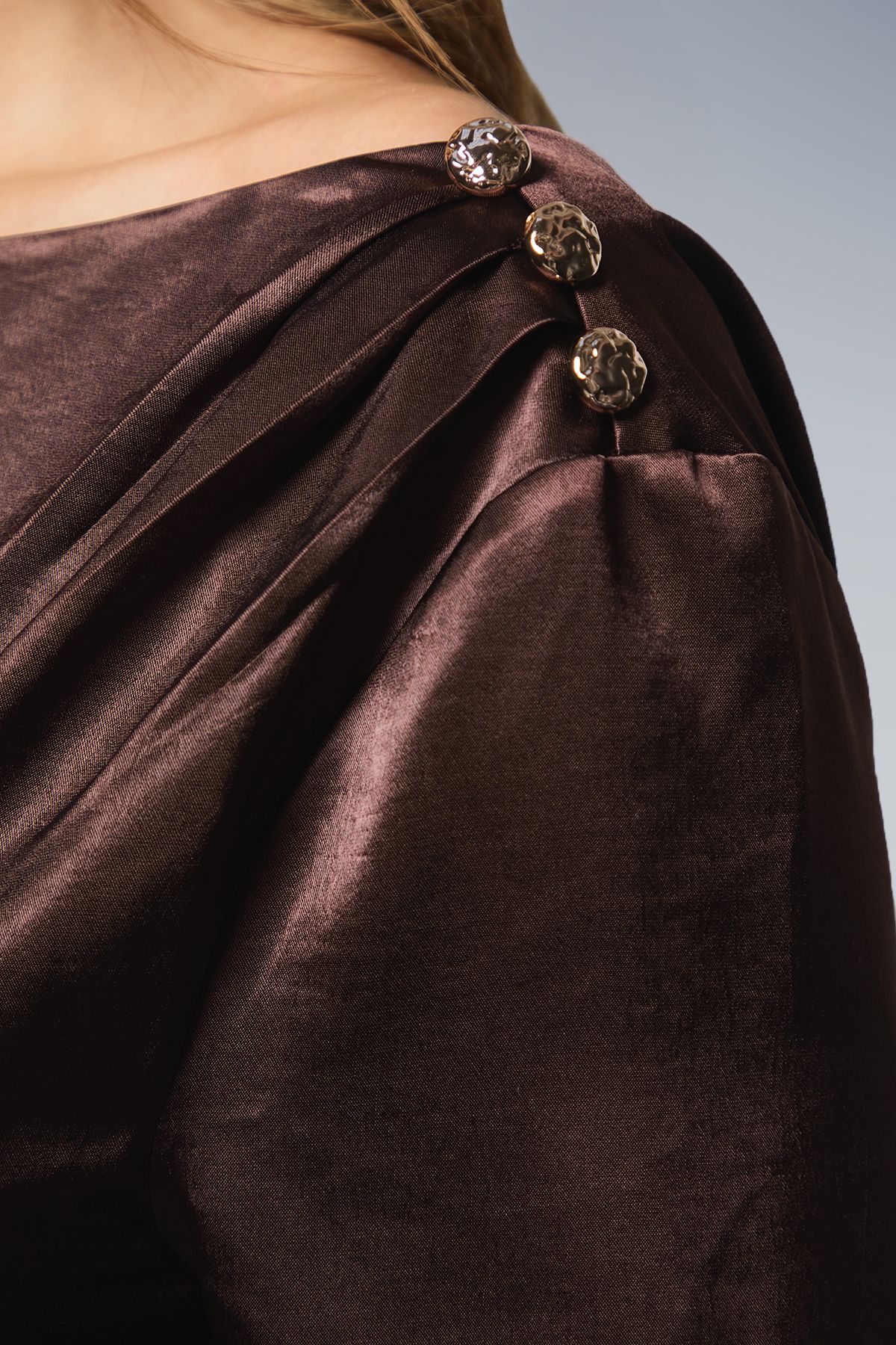 Dorothy Perkins DP Luxe Metallic Satin Midi Dress Chocolate image 5