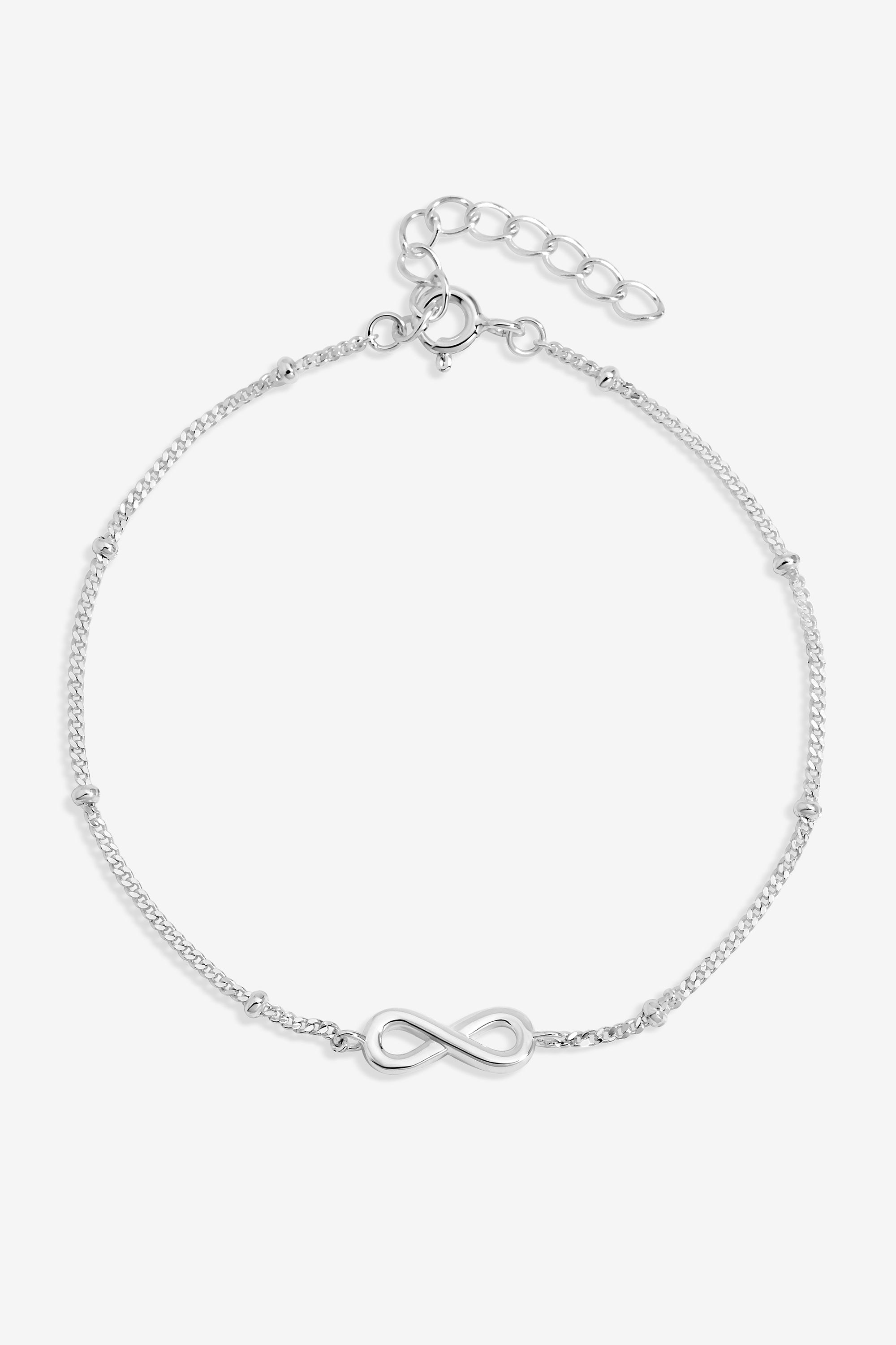Simply Silver Sterling Silver 925 Polished Infinity Station Chain Bracelet image 1