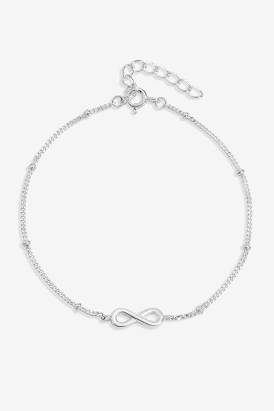 Simply Silver Sterling Silver 925 Polished Infinity Station Chain Bracelet