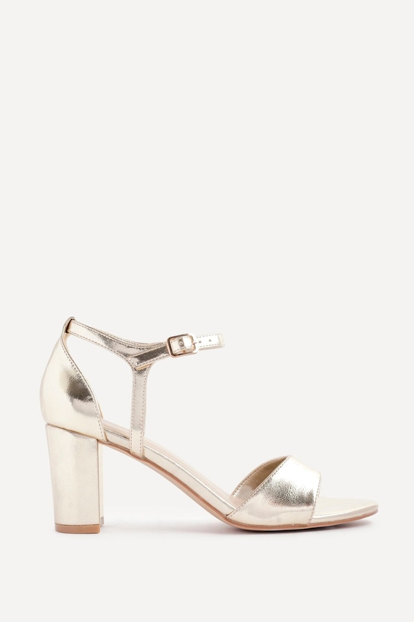 Linzi Abby Gold Faux Leather Closed Back Block Heel Sandal