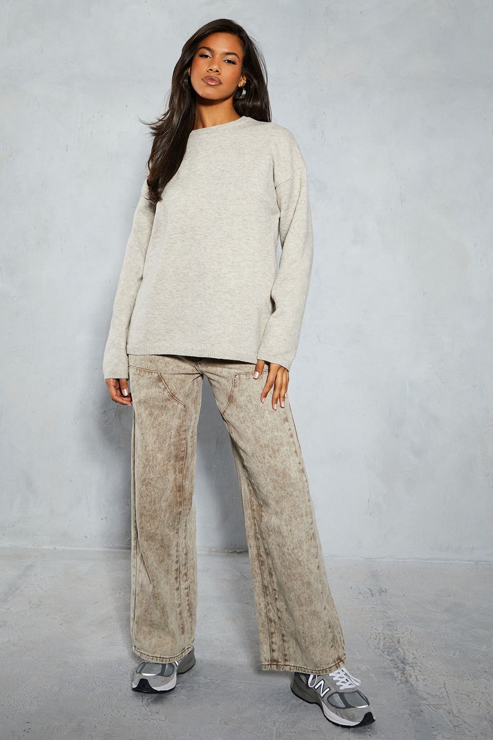 MissPap Premium Knitted Mohair Oversized Jumper Oatmeal image 2