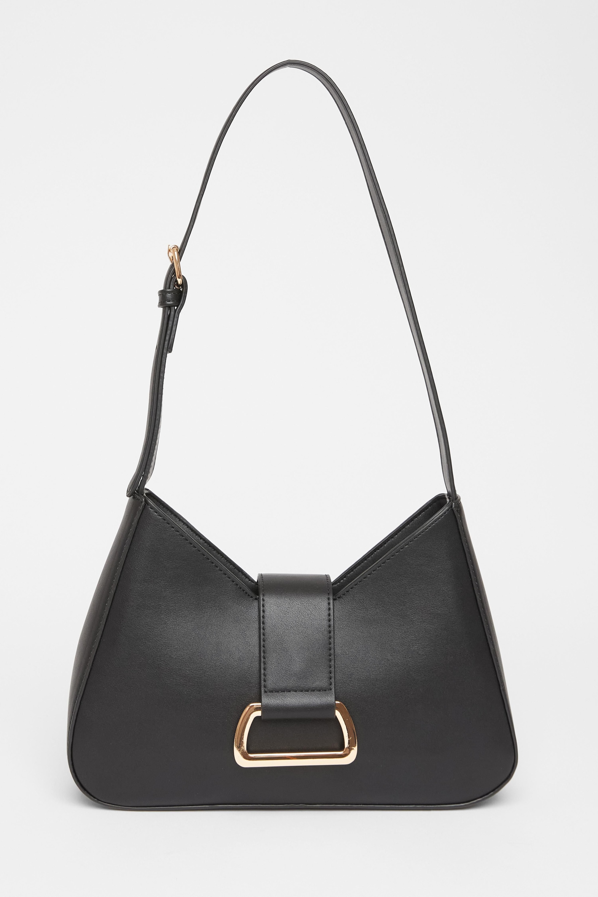 Quiz Black Faux Leather Buckle Shoulder Bag image 3