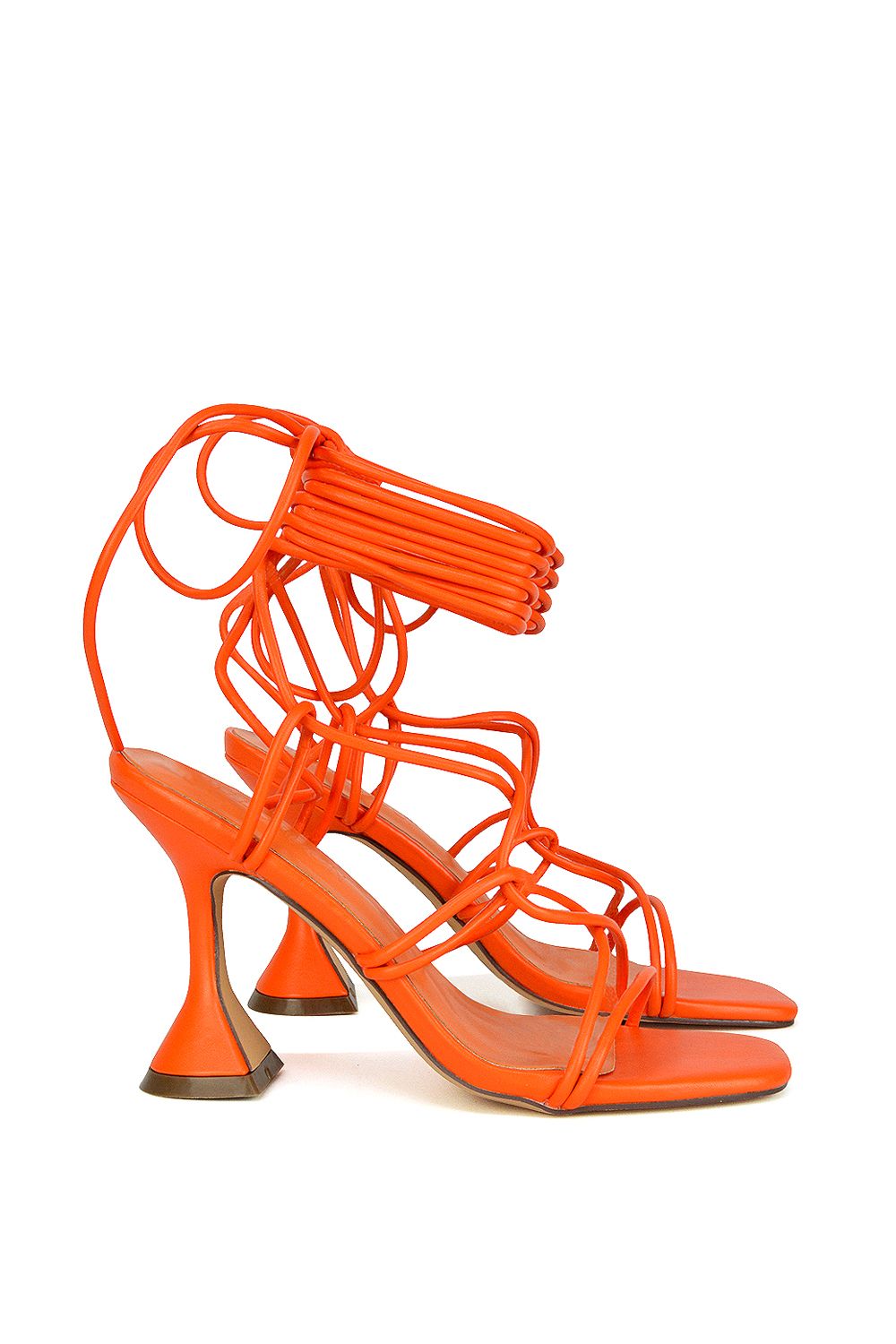 XY London 'Briar' Lace up Square Toe Sculptured Mid High Heels image 3