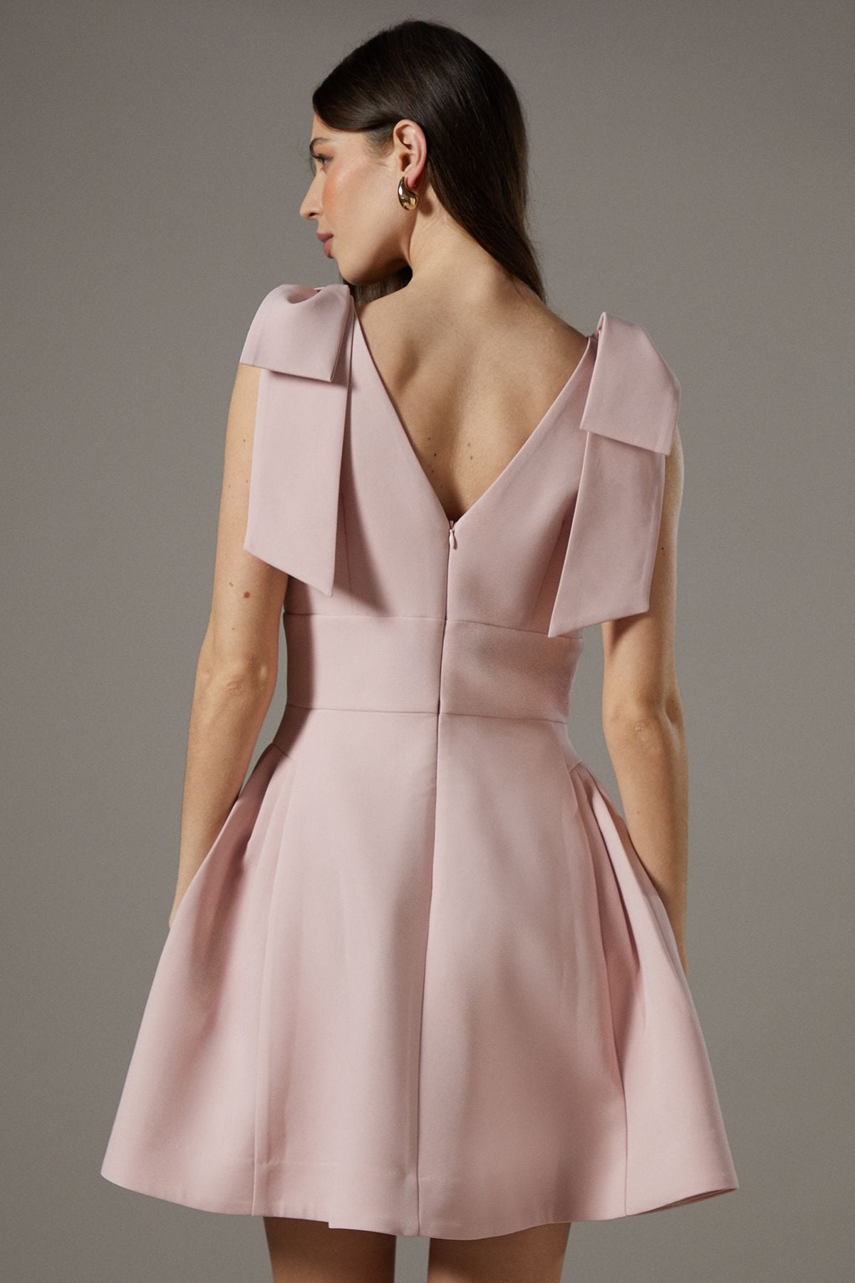 Coast Skater Mini Dress With Bow Straps Light Pink image 3