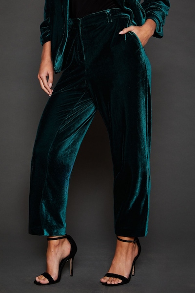 Dorothy Perkins Petite Velvet Trouser Dark Green