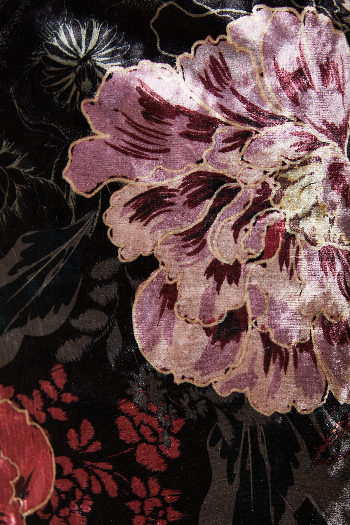 Oasis Petite Printed Velvet Open Back Midaxi Dress Black image 5