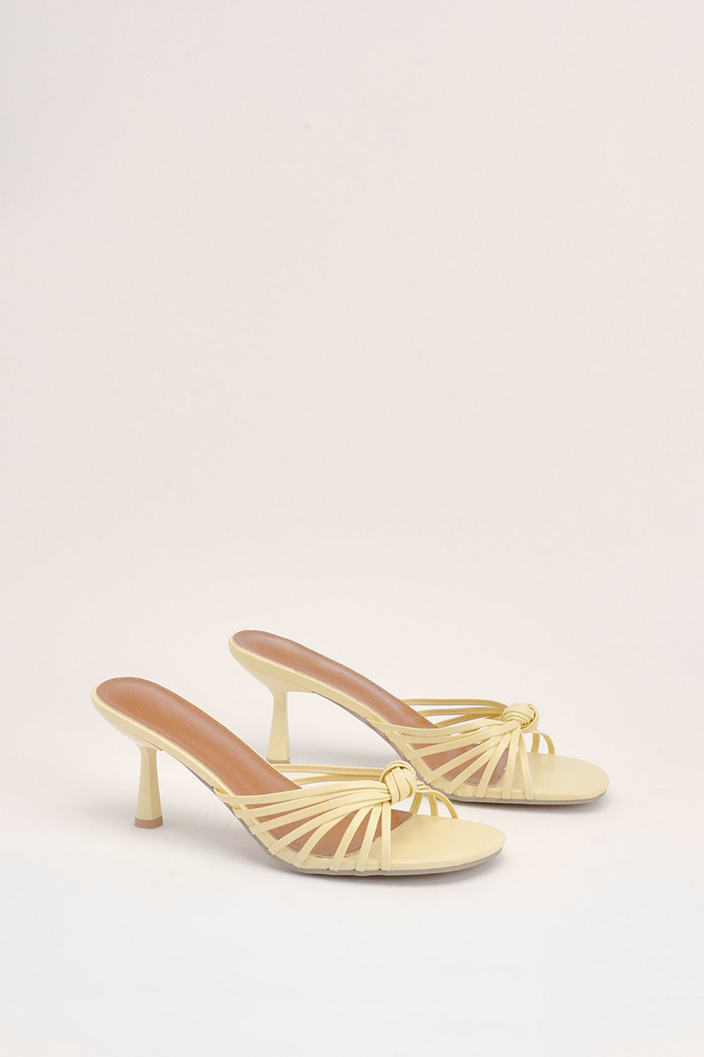 MissPap Layla Strappy Heeled Mule Sandals Yellow