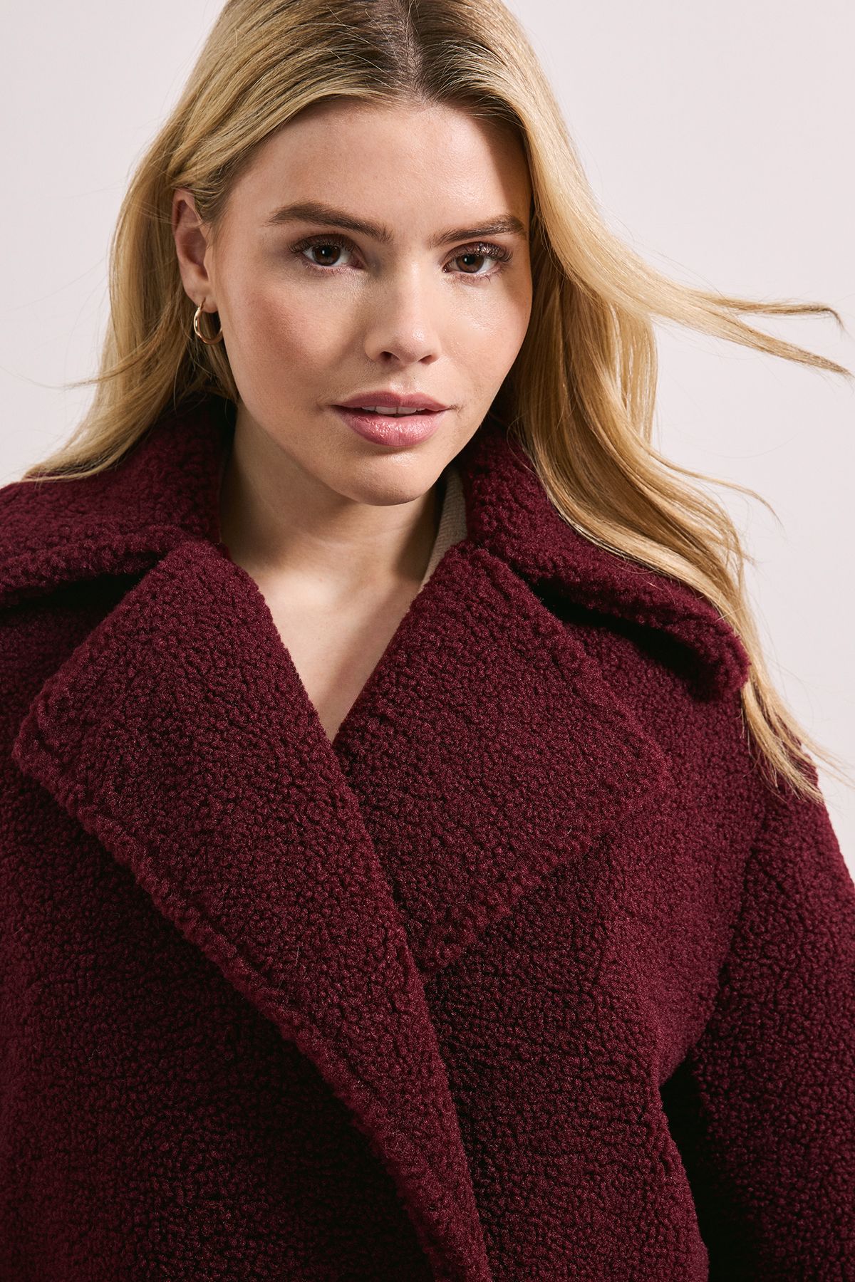Dorothy Perkins Cosy Teddy Oversized Coat Burgundy image 4